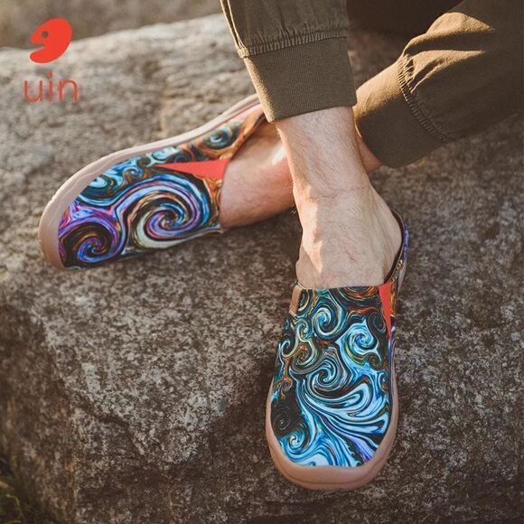 UIN Men's Slipper Comfort Mules Walking Casual Travel Shoes (Starry Night) - Picture 7 of 8